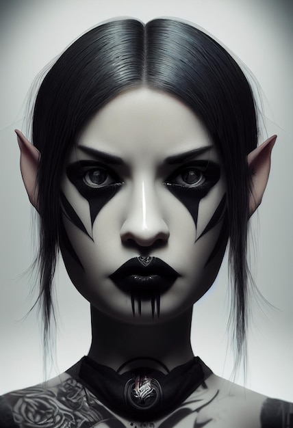 Mystical beautiful fictional woman gothic mystery girl 3d\
render