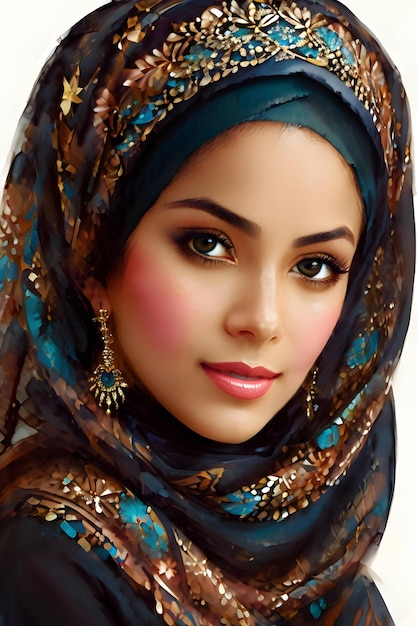 Mystical Beauty Embracing the Magnetic Shy Smile of the Arabic Woman