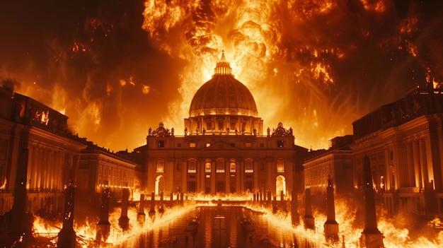 Mystical Blaze Surrounds Vatican Towers