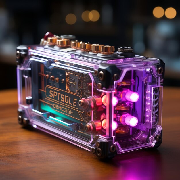 Photo mystical blurple nvme 2230 ssd box cover crystal rainbow light complex steampunk details