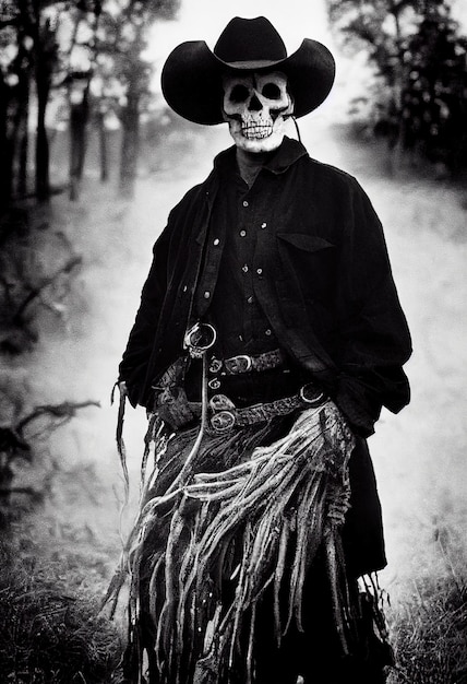 Mystical creepy man in a cowboy Gothic mystery man