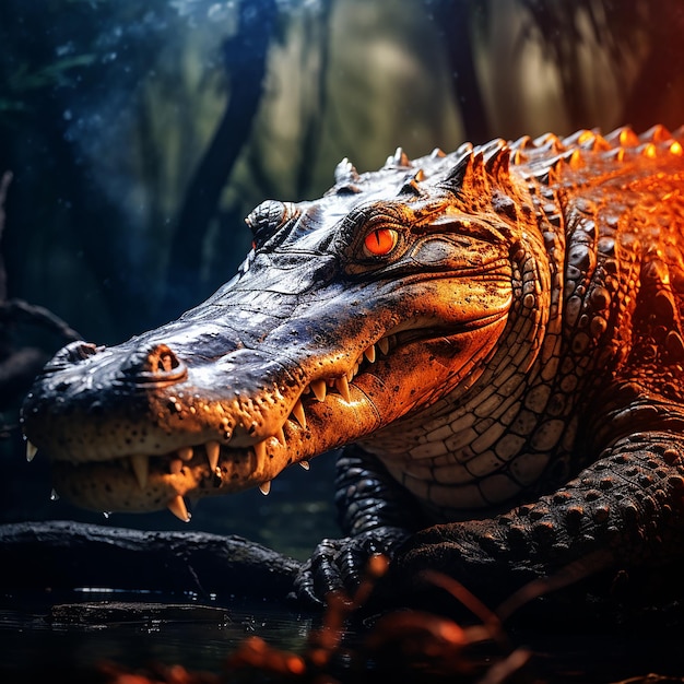 A mystical crocodile photographed