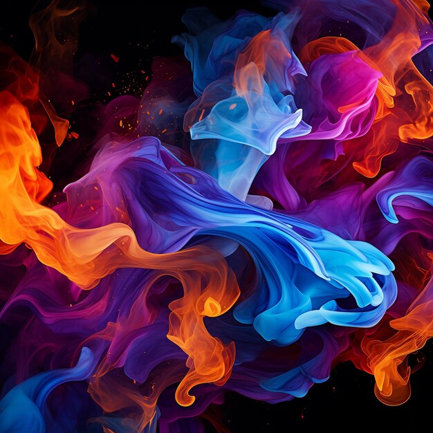 Foto la danza mistica del fuoco e del fumo a colori vivaci