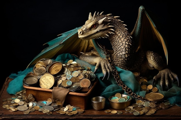 Фото Мистический дракон охраняет сокровище