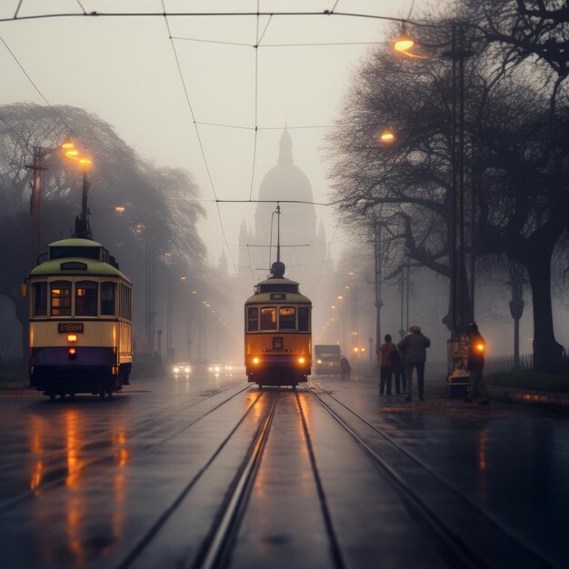 Photo mystical encounters a winter morning tram ride through fogclad calcutta with the ethereal victori