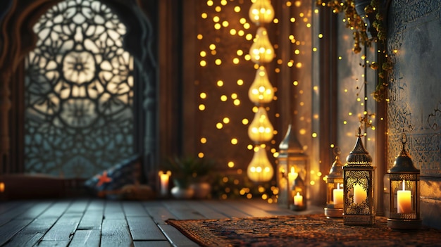 Mystical Evening Glow with Ornate Moroccan Lanterns