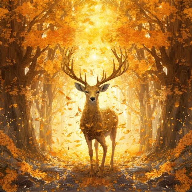 Mystical Fantasy Deer in a Magical Forest