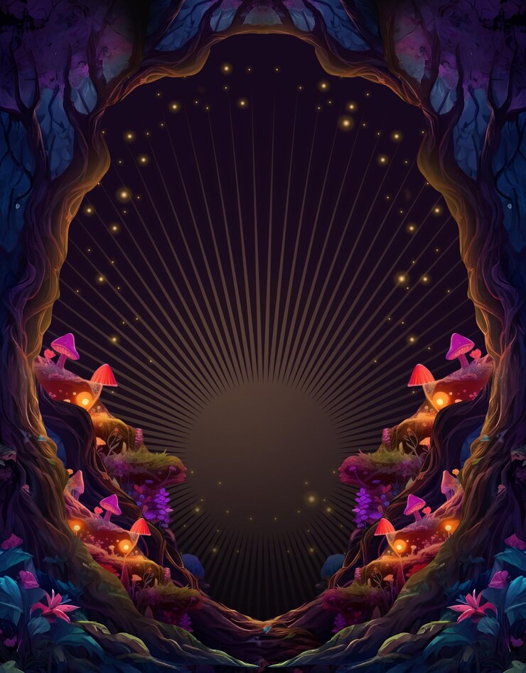 Photo mystical forest frame background