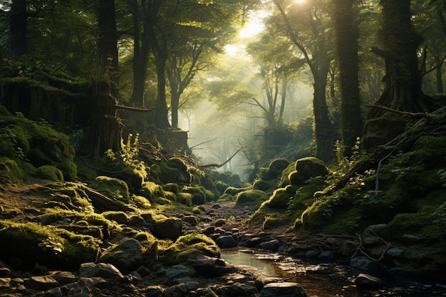 Mystical forest landscape photography