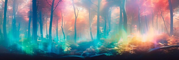 Mystical forest with trees that communicate through subtle movements and whispers as the wind rustles their leaves