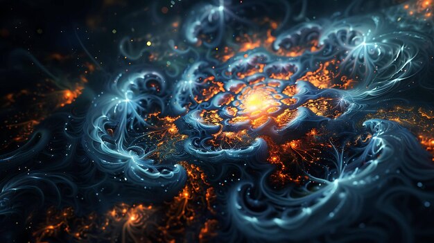 Photo mystical fractal flower with glowing petals