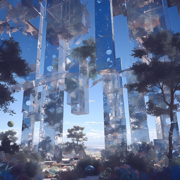 Mystical Garden of Mirrored Monoliths