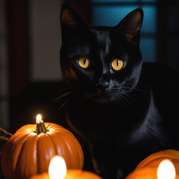 Mystical Halloween Black Cat