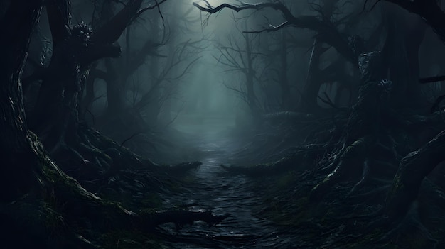 Мистические горизонты Хэллоуина захватывающих жутких Хэллоуинских тематических фонов