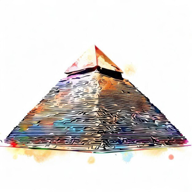 Photo mystical journey pyramid of giza watercolor illustration generative ai