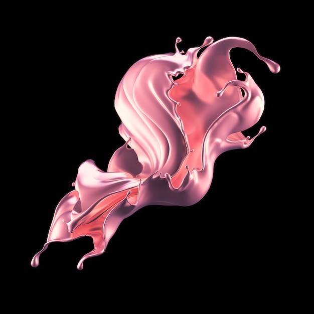 A mystical luxurious splash, with pink shiny pearl hues. 3d rendering.