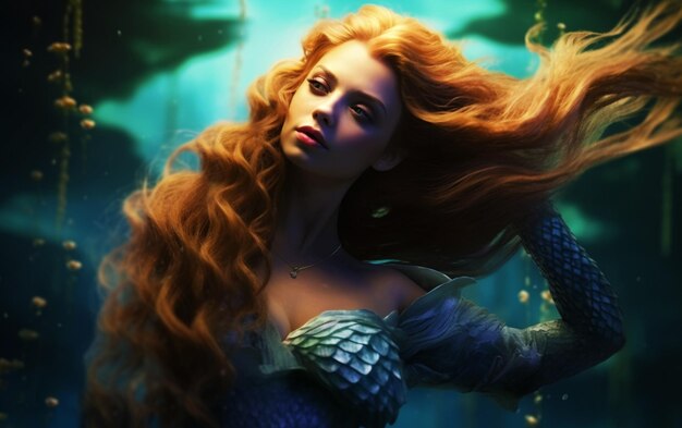 Foto mystical mermaid serenity hoog detail mooie onderwater sirene