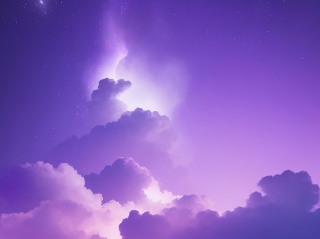 Mystical Moonlight Purple Gradient Sky with Clouds