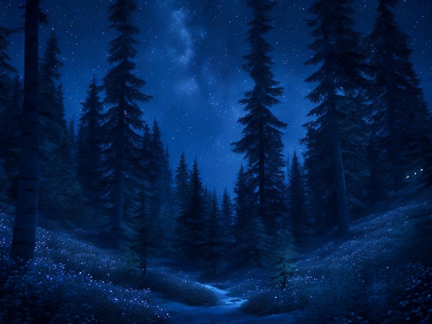 Photo mystical moonlit forest serene nature night background