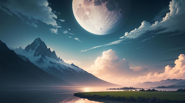 Mystical moonscape and natural landscape for desktop wallpaper