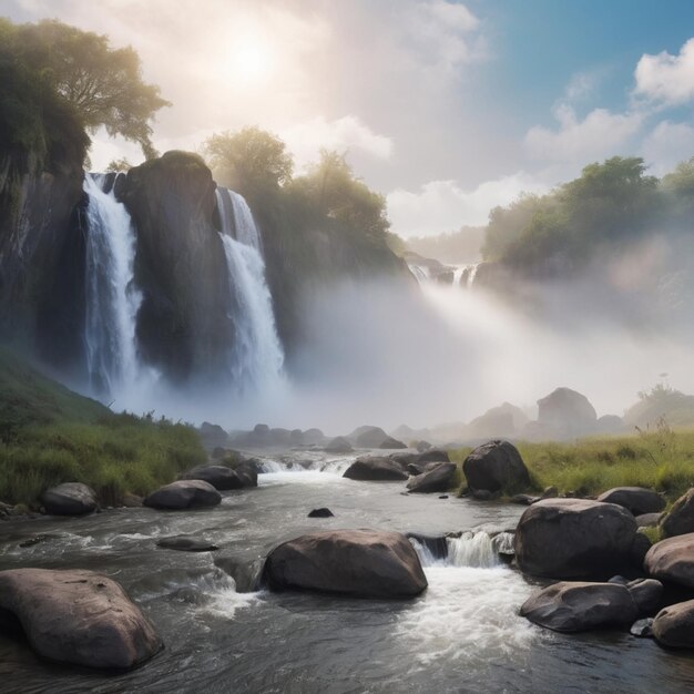 Мистические утренние водопады