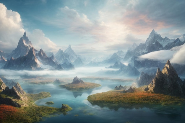mystical mountains fantasy landscape generative ai