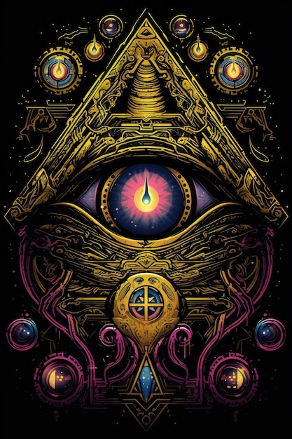 Мистические оккультные символы и мистические образы для любопытных Профессиональный вектор дизайна футболки