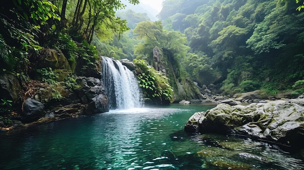 Mystical Paradise Captivating River Serenity of Taiwans Enchanting Forest in Spring