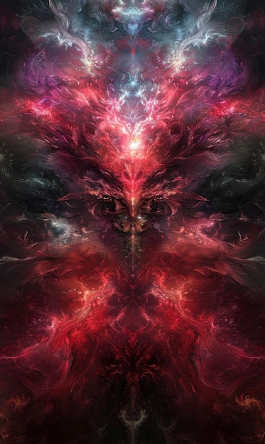 Foto mystical phoenix rising in abstract fractal art