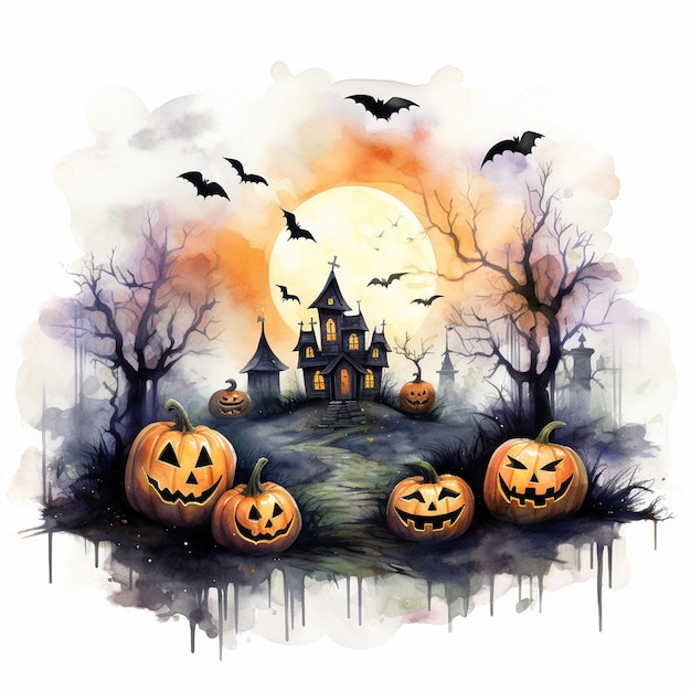 Mystical pumpkin background illustration