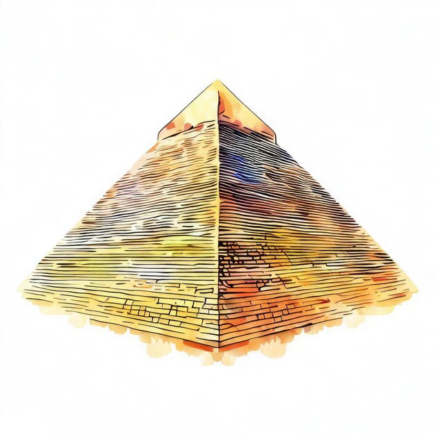 Mystical Sands Pyramid of Giza Watercolor Illustration Generative AI