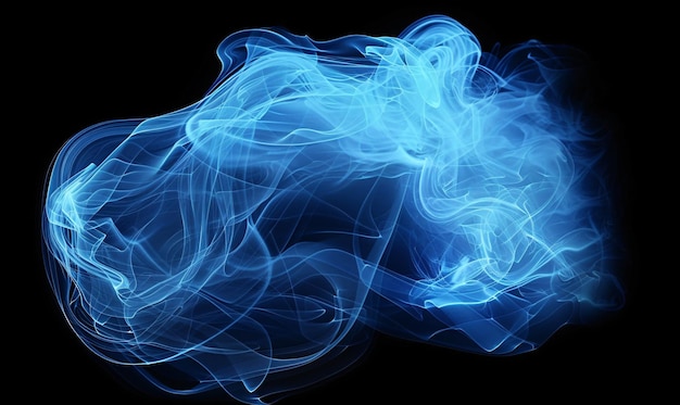 mystical smoke effect abstract energy swirl magic blue smoke isolated on black background