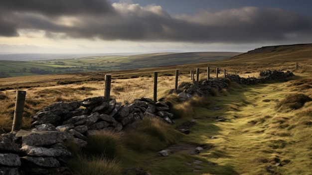 Mystical Stone Wall On English Moors