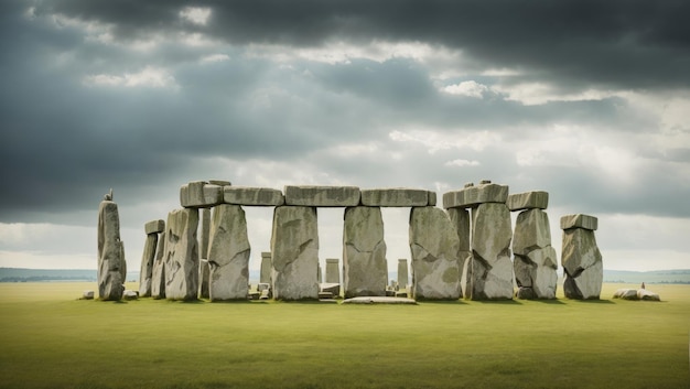 Photo mystical stonehenge amidst cloudy skies