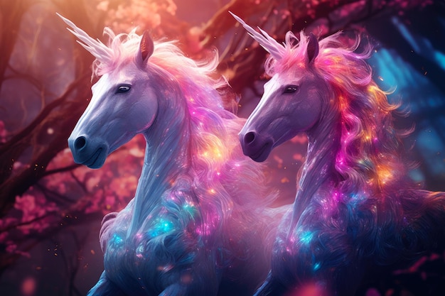 Photo mystical unicorns in a dreamland