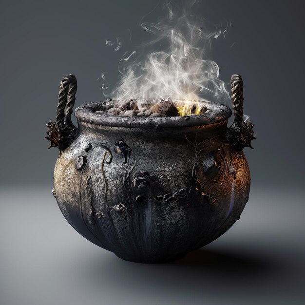 Photo mystical witch's cauldron isolated hyperrealistic