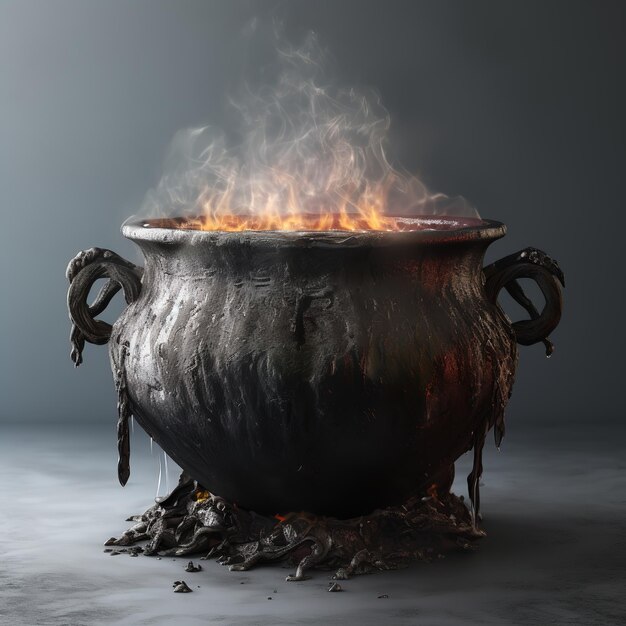 Photo mystical witch's cauldron isolated hyperrealistic