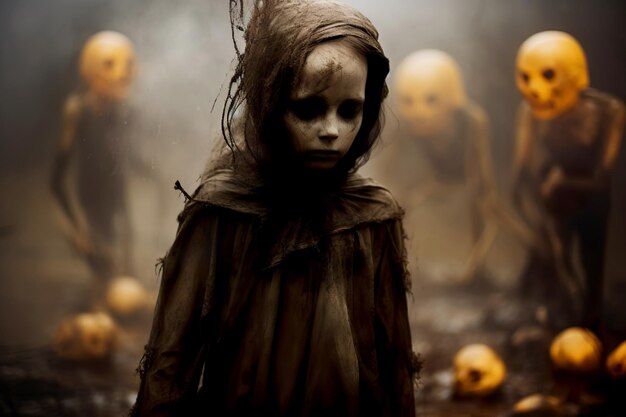 Mystiek portret van boze heks met angstaanjagende make-up Voor Dia de Los Muertos Dag van de doden of Halloween-vakantie Generatieve AI