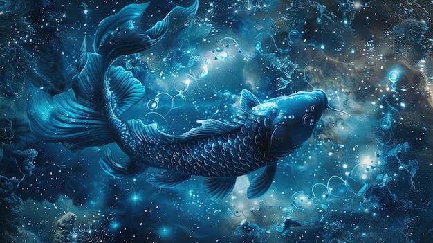 Mystiek teken van de sterrenriem in het teken van de vis met een sterrenhemel