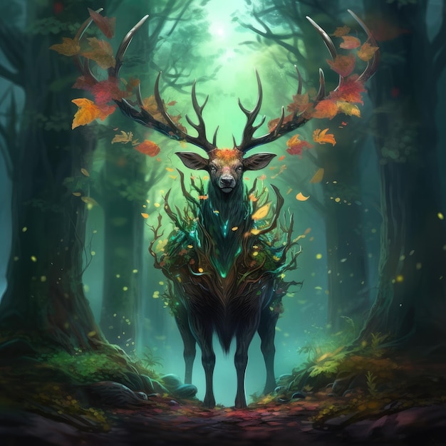 Mystieke fantasieherten in een magisch bos
