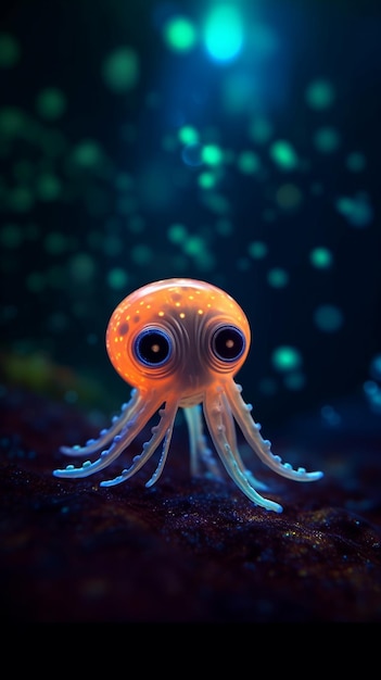 Mystieke Oceanische charme Boeiende foto van een schattig zeedier met grote ogen