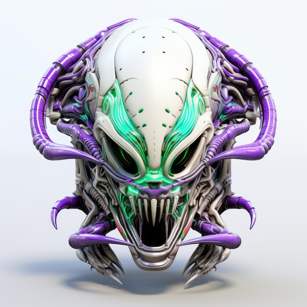 Mystifying Extraterrestrial Encounter M4A1 Cross behind Alien Head in Vibrant 3D Illuminated with