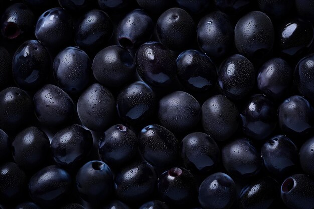 Foto mystique druppels dewkissed black olives in moonlit repose