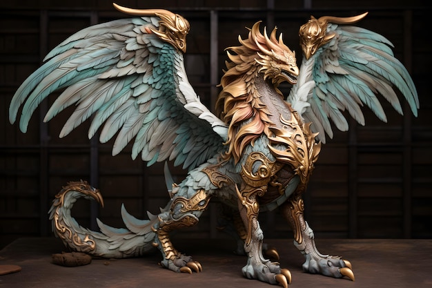 mythical dragon and griffin