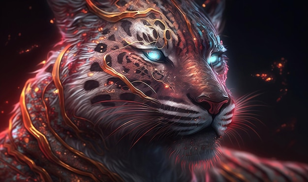 Mythical tiger on dark background