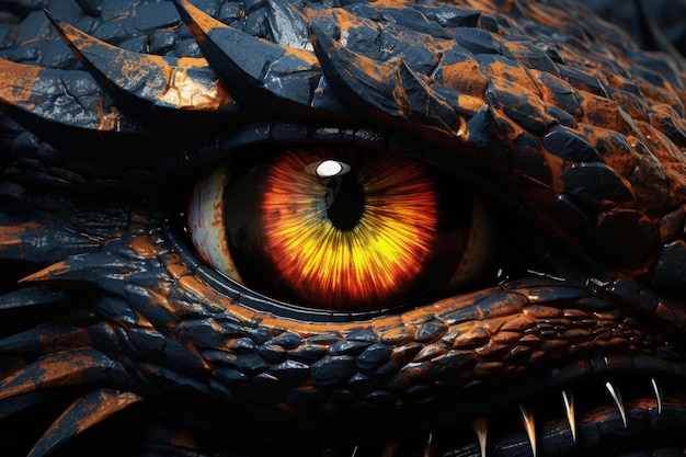 Mythische Dragon's Flaming Eye Close-Up Generatieve AI