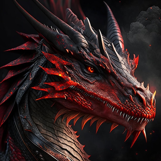 Mythological dragon on fire generative ai
