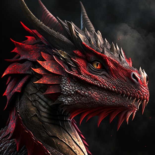 Mythological dragon on fire generative ai