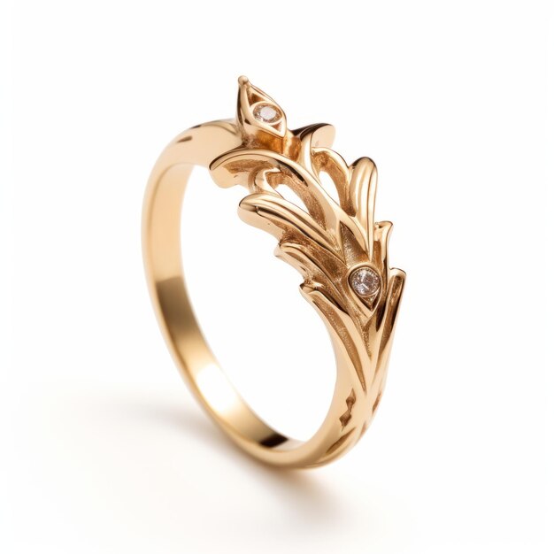 Mythologicalinspired Gold Ring With Leaf Detail