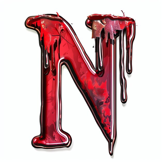 N alphabet horror scary in red